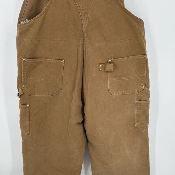 Carhartt R02 BRN Bib Overalls Mens 46x30 Brown Duck Insulated Double Knee Work - Picture 3 of 16